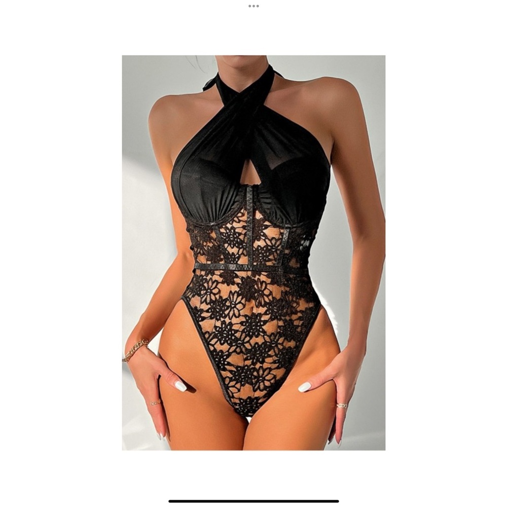 Elegant Black Lace Bodysuit